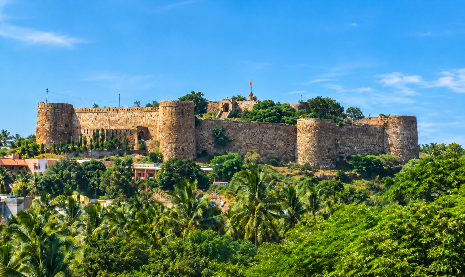 Saundatti Fort above the palms